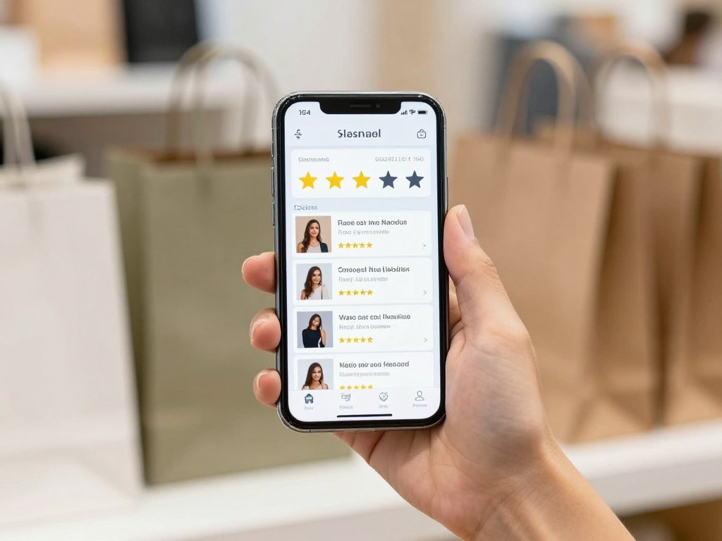 Online shopping customer satisfaction rating on mobile device
