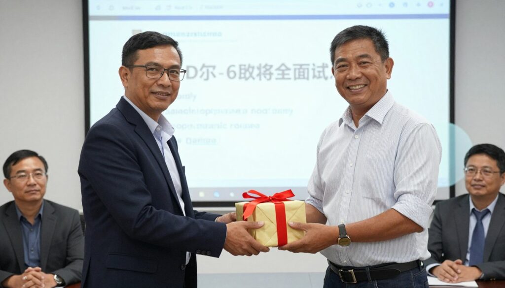 Prize delivery and winner celebration photo