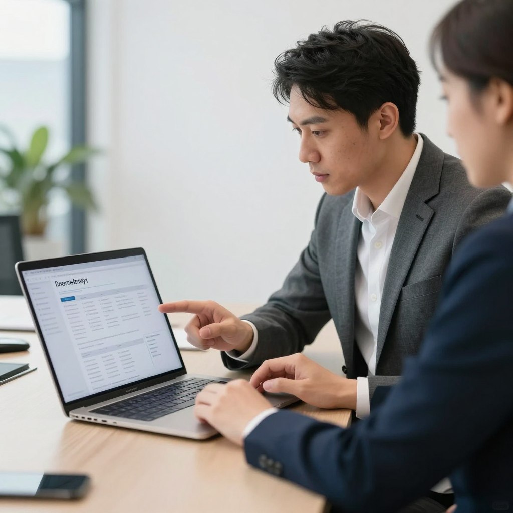 Professional consultant reviewing strategy call submissions