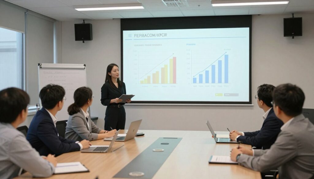 Team training session analyzing customer feedback data