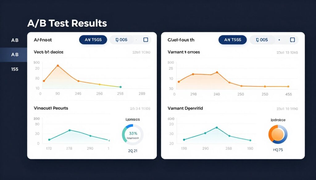 A/B testing results comparison dashboard