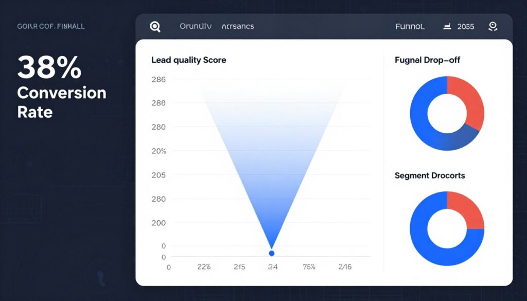 Analytics dashboard showing quiz funnel performance metrics and conversion data