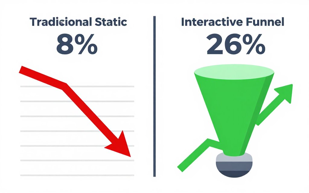 Comparison chart showing quiz funnel vs traditional form conversion rates