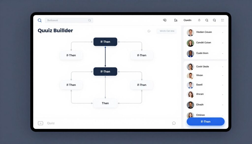 Conditional logic builder interface showing branching question paths