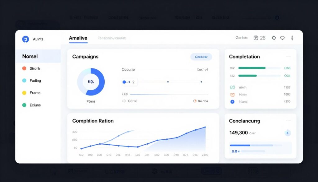 Dashboard showing multiple quiz campaigns with performance metrics