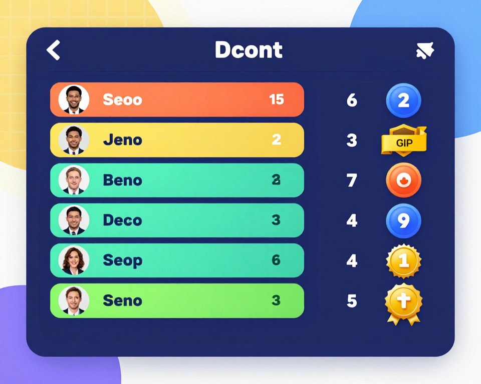 Gamified scored quiz showing leaderboard and points