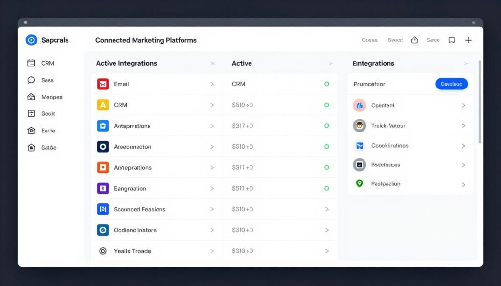 Integration settings page showing connected marketing tools