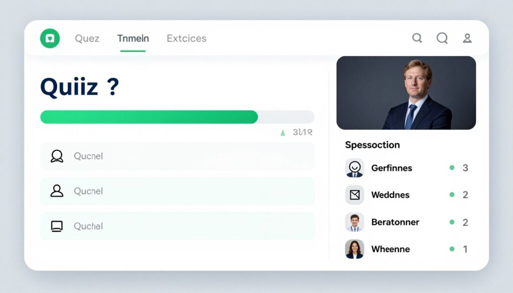 Interactive assessment quiz interface with progress tracking