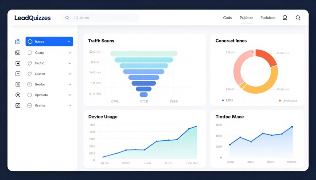 LeadQuizzes analytics dashboard showing performance metrics