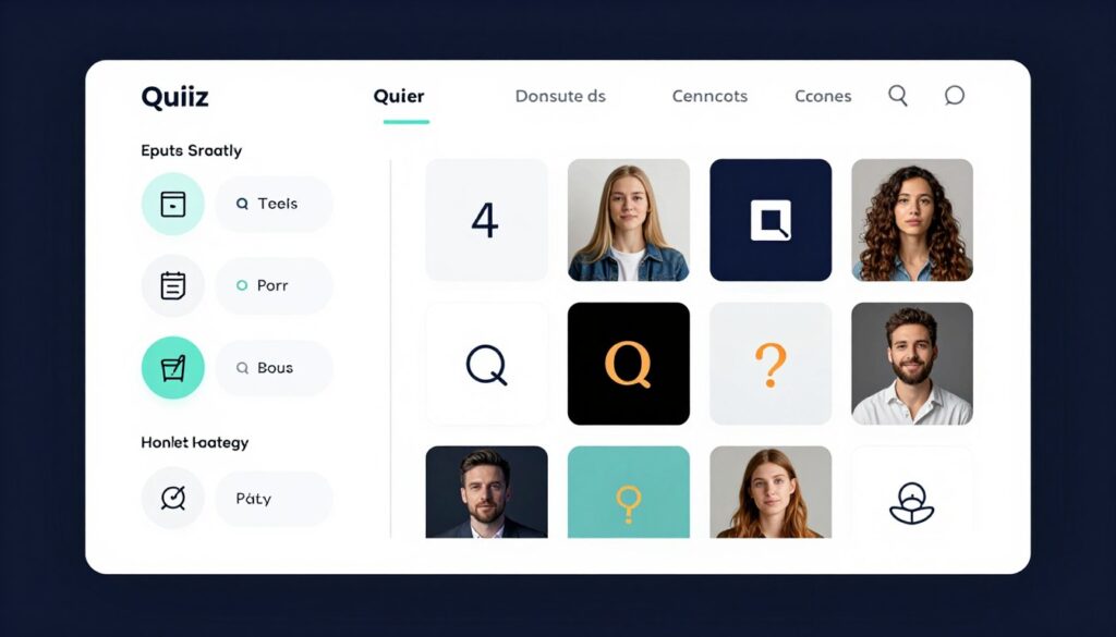 LeadQuizzes onboarding interface showing quiz strategy selection and template gallery