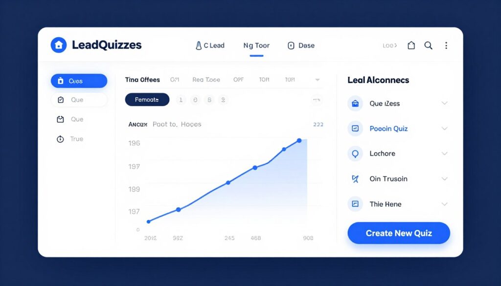 LeadQuizzes platform interface showing dashboard and quiz builder tools