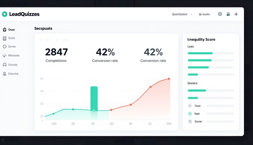 LeadQuizzes platform interface showing quiz funnel results and analytics