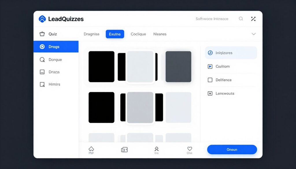 LeadQuizzes quiz builder interface showing drag and drop functionality