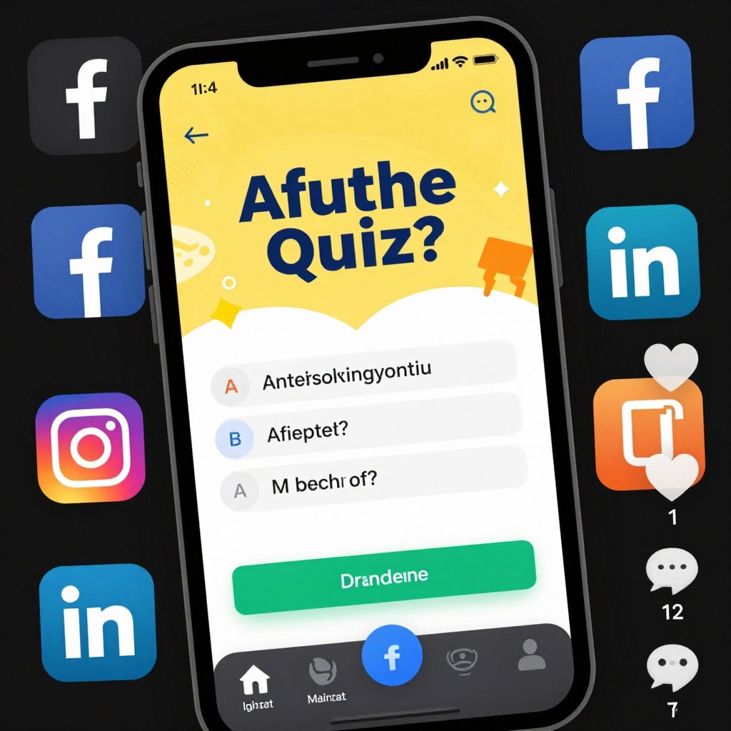 Marketing quiz being shared on social media platforms with engagement metrics