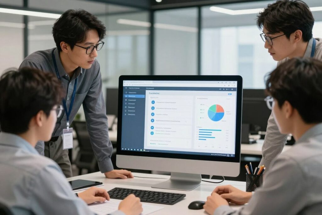 Marketing team analyzing customer insights and behavioral data from quiz responses