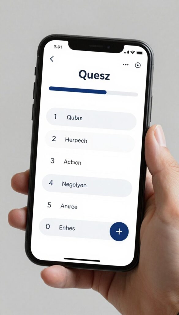 Mobile quiz interface showing responsive design
