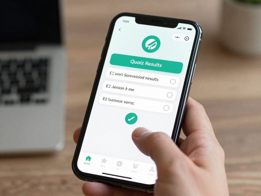 Person sharing quiz results on social media