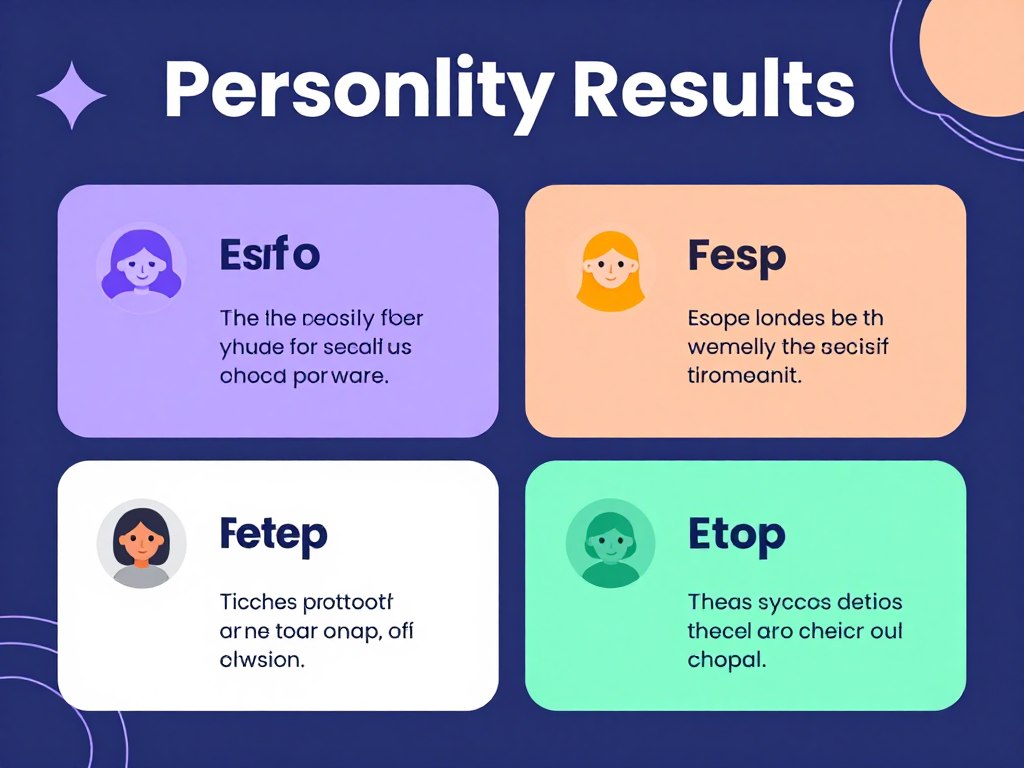 Personality quiz results showing different personality types