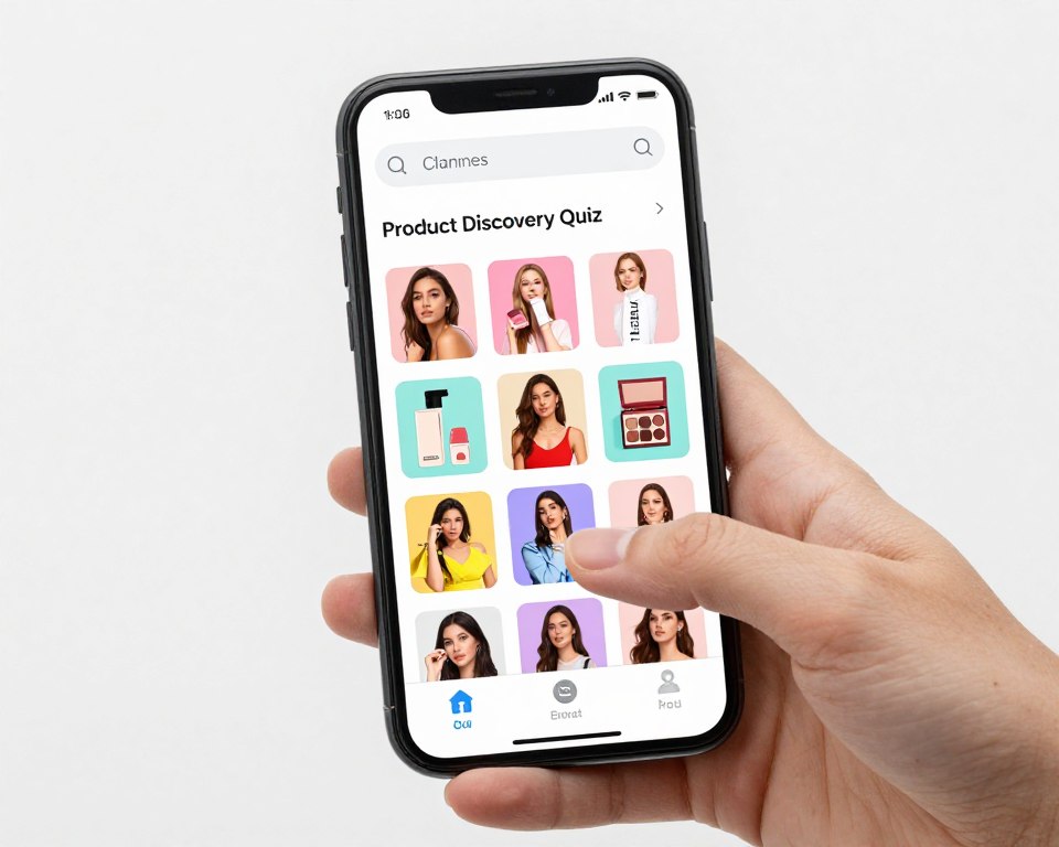 Product discovery quiz on mobile device