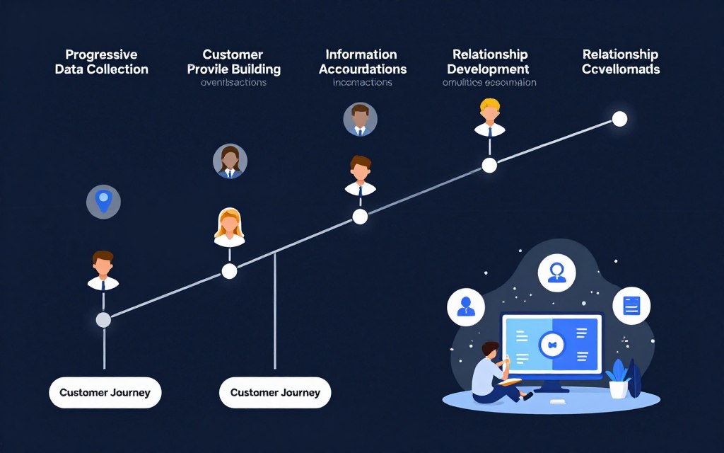 Progressive profiling visualization showing data building over time