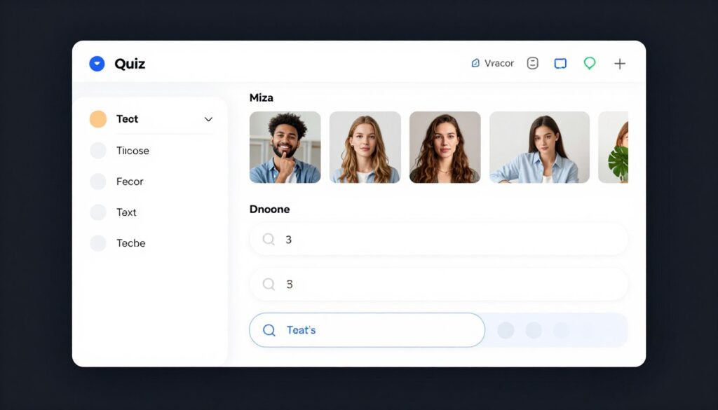 Quiz builder showing different question type options