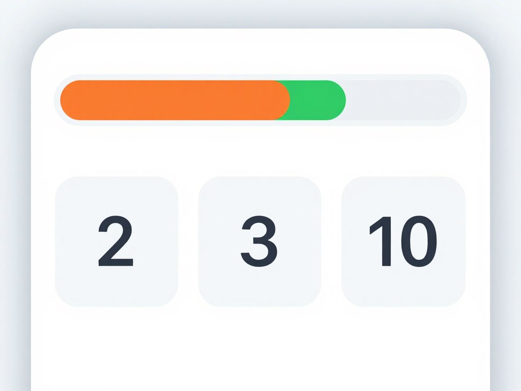 Quiz interface showing progress bar and question counter