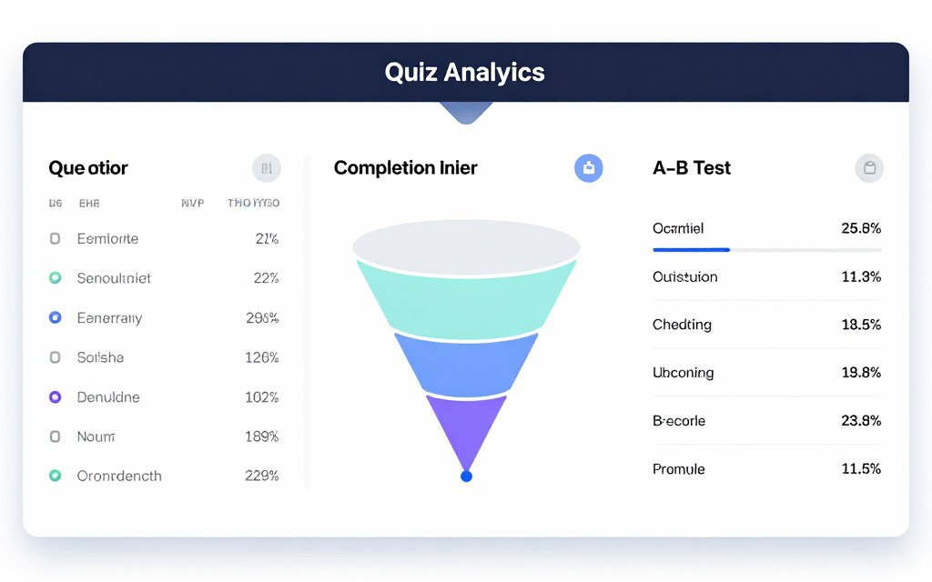 Quiz optimization dashboard showing performance metrics and improvement areas