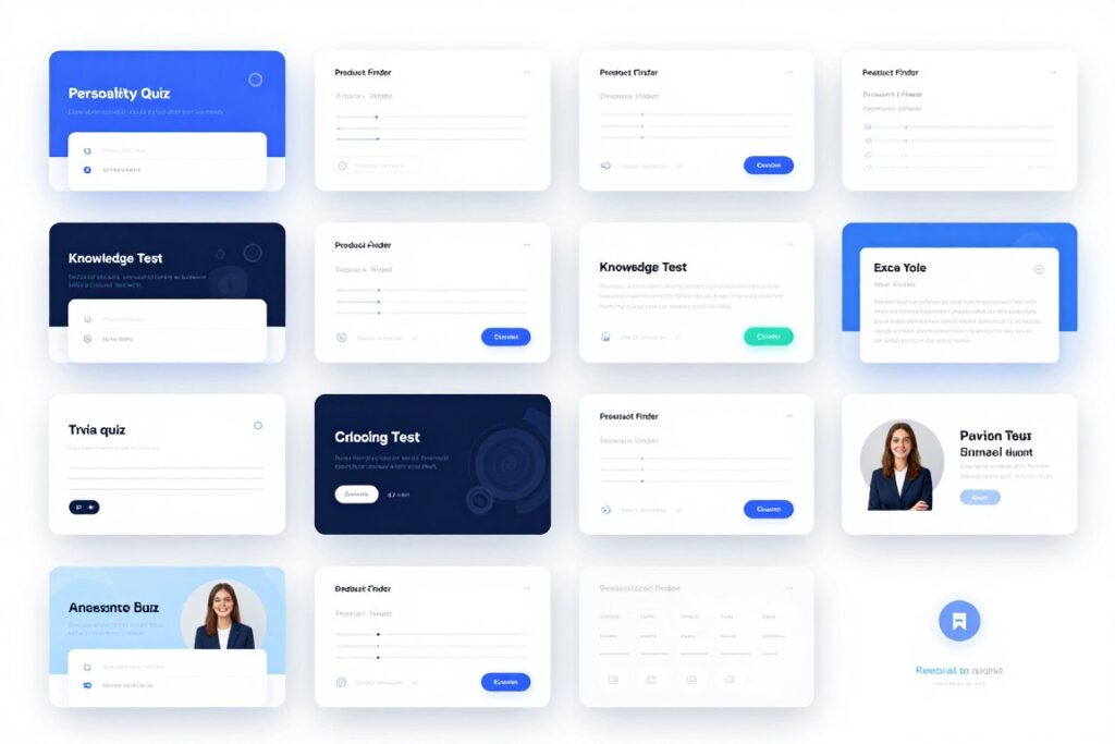 Quiz template gallery showing various quiz types for different industries