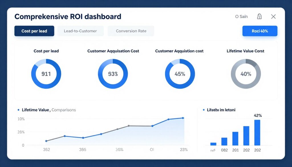ROI dashboard showing quiz marketing performance metrics and revenue attribution