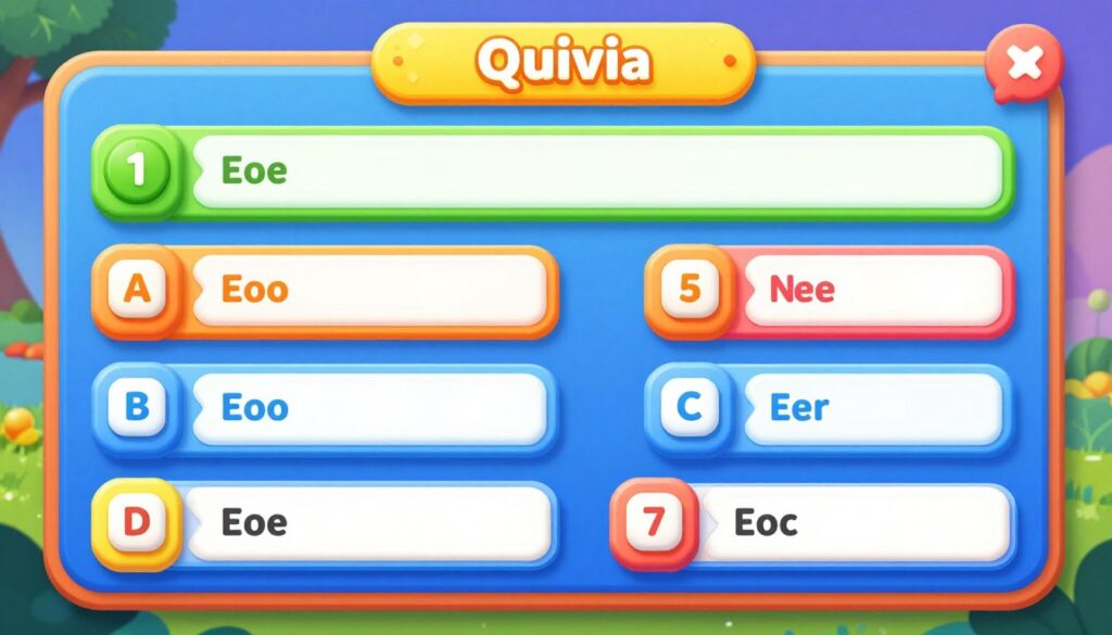 Trivia quiz interface with timer and score display