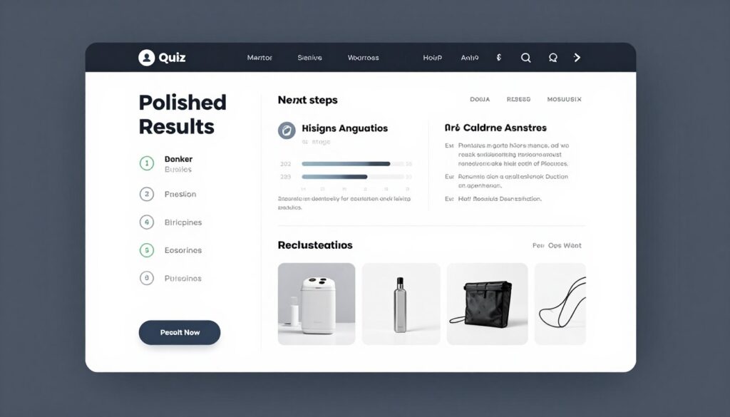 Well-designed quiz results page with personalized recommendations