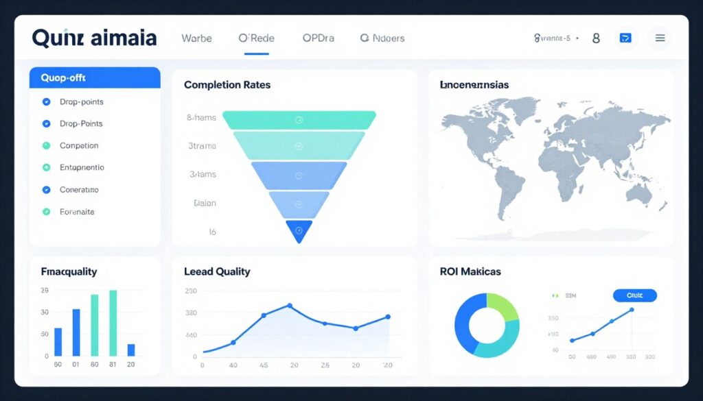 analytics dashboard showing quiz performance metrics and conversion data