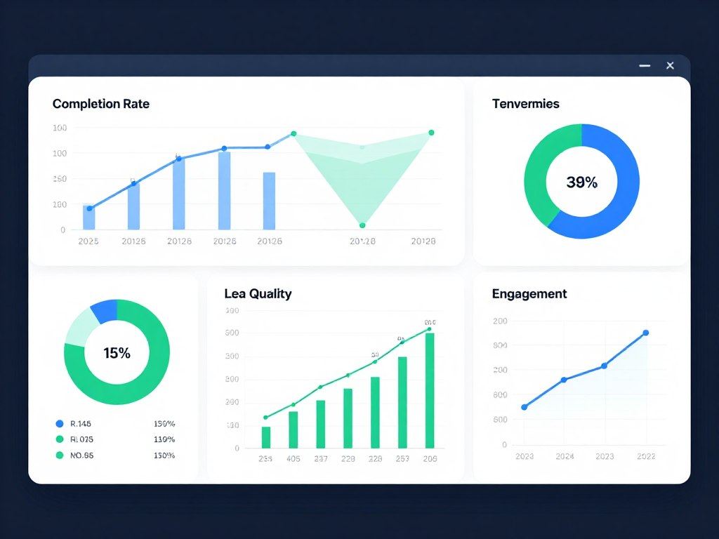 analytics dashboard showing quiz performance metrics and conversion data