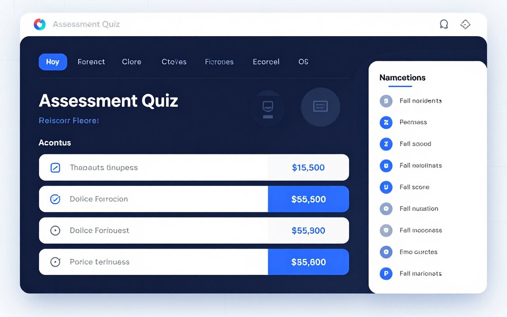 assessment quiz interface showing scoring mechanism and results calculation