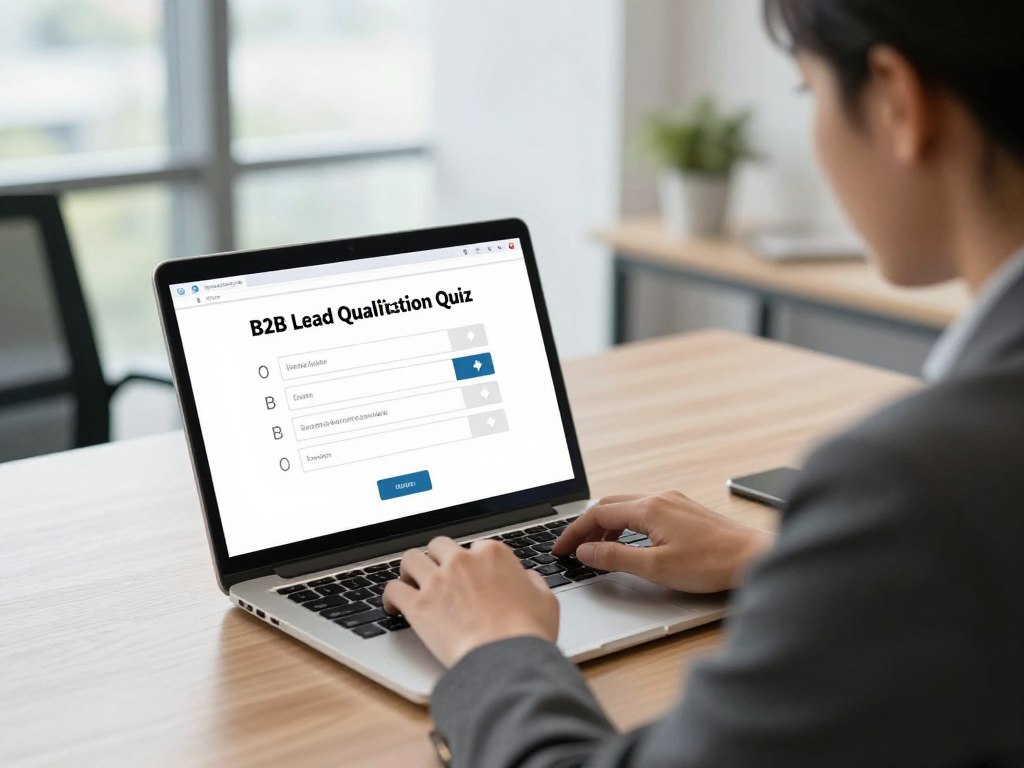 business professional using survey and quiz software for lead qualification