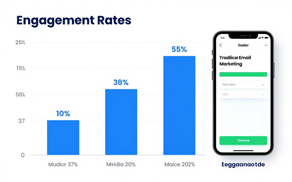 comparison graph showing engagement rates between traditional and interactive methods