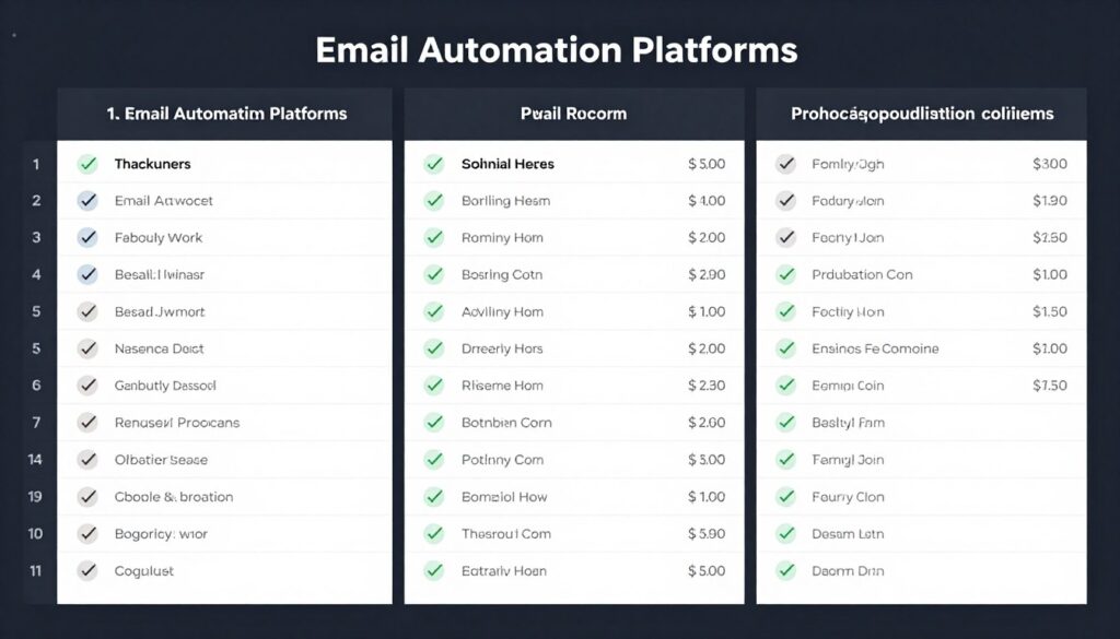 comparison grid of email automation platforms