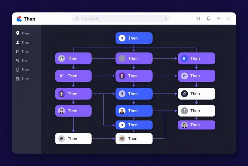 conditional logic quiz builder interface showing branching question paths