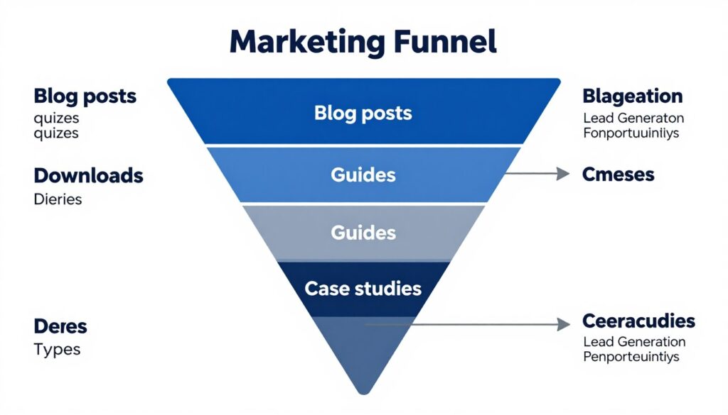 content marketing funnel showing how different content types align with lead capture opportunities
