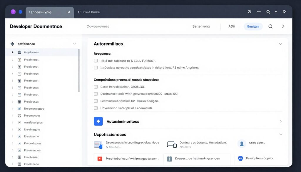 developer documentation showing API endpoints and code examples