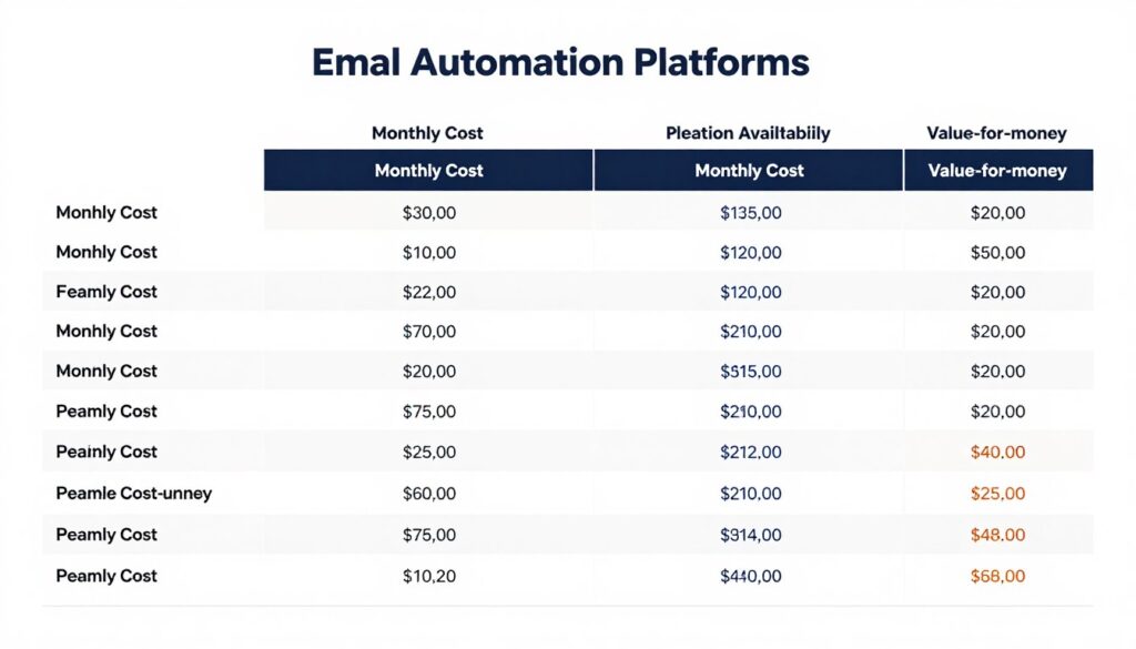 email platform pricing comparison chart