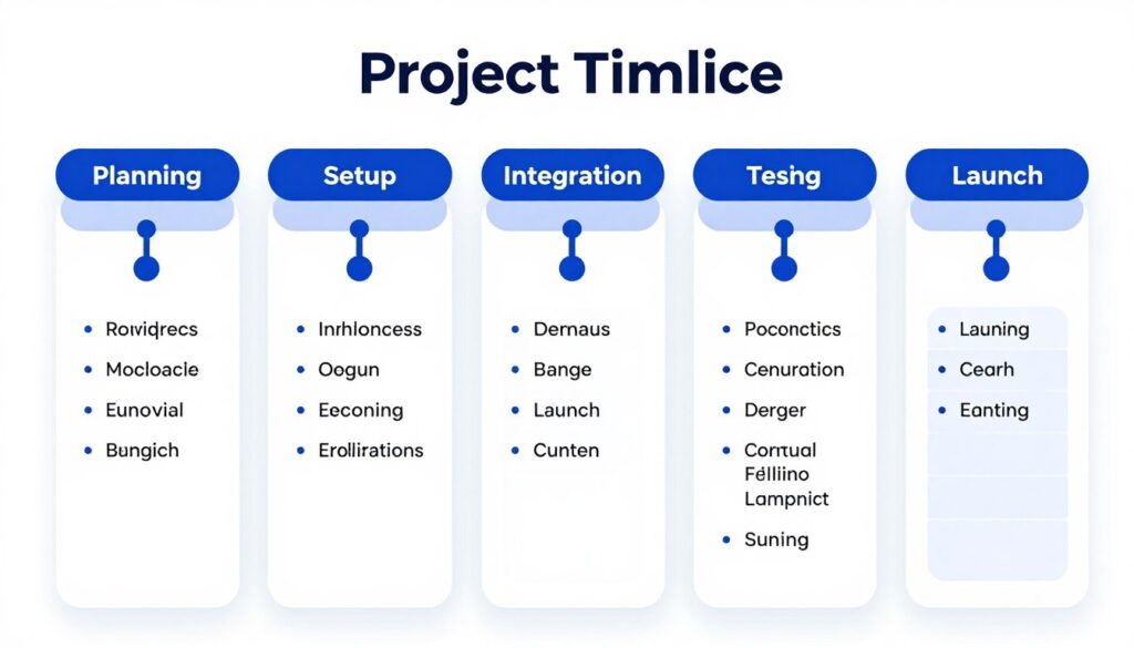 implementation timeline showing phases of lead generation tool deployment from planning to optimization