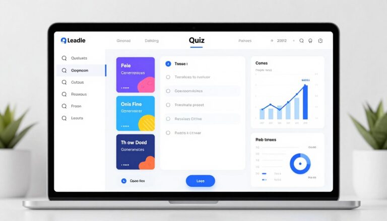 lead generation quiz builder dashboard interface showing quiz creation workflow