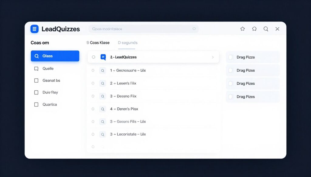 leadquizzes quiz builder interface showing drag and drop question creation