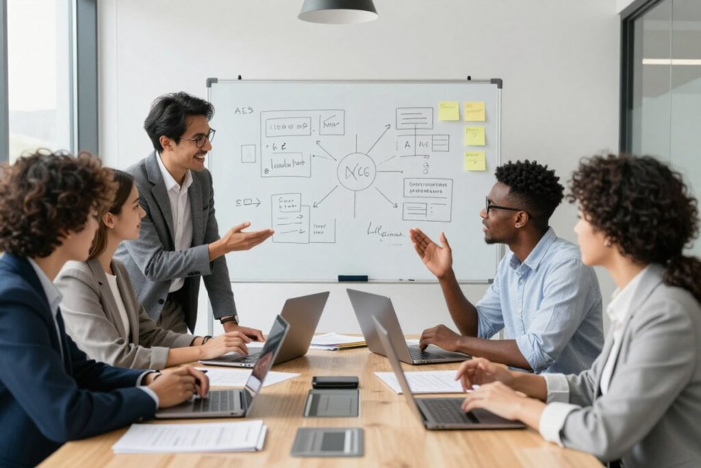 marketing team planning lead generation strategy