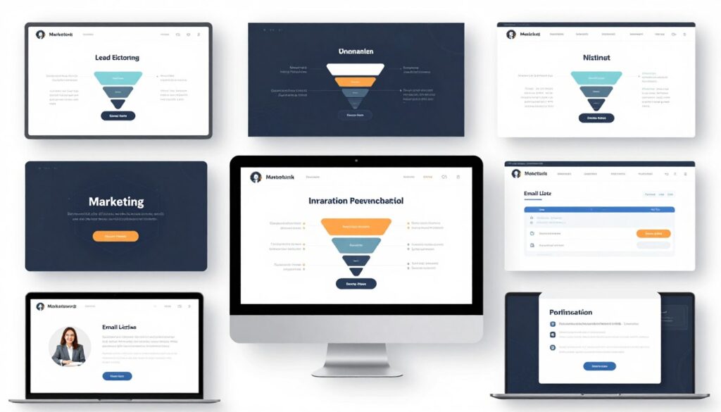 multiple marketing funnel use cases displayed on screens