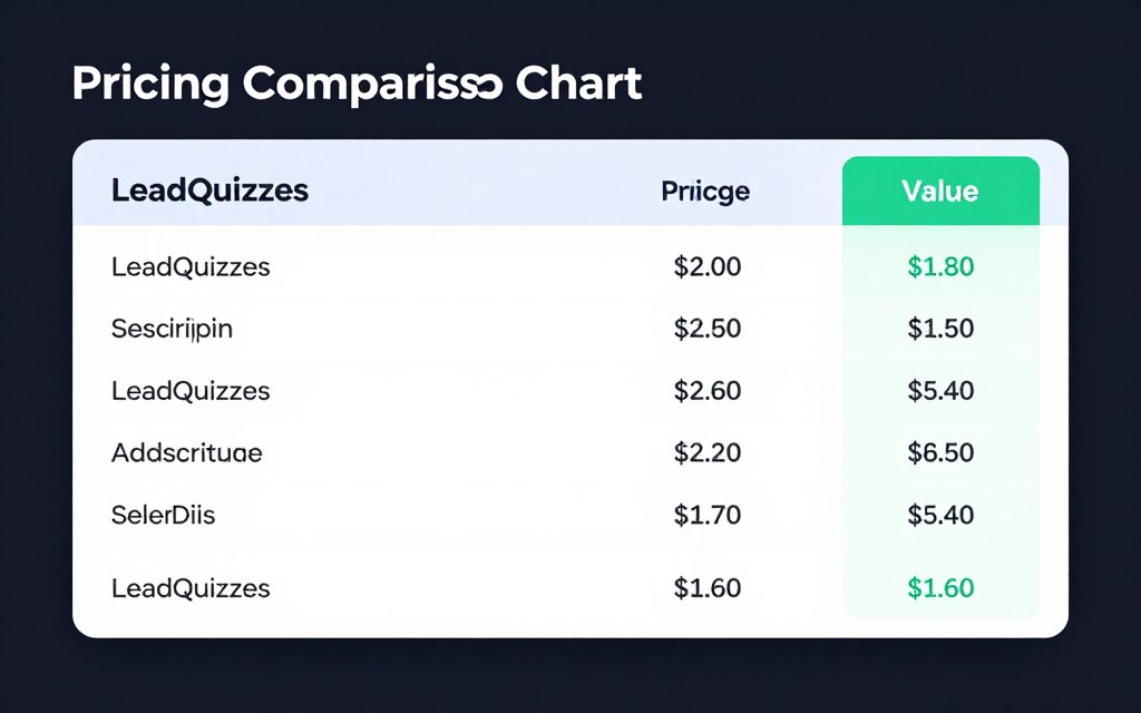 pricing comparison chart for LeadQuizzes plans