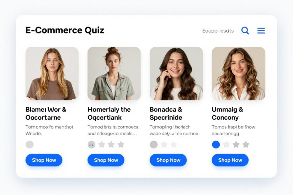 product recommendation quiz showing personalized product suggestions