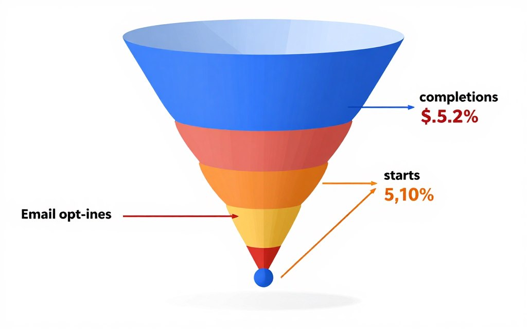 quiz funnel metrics visualization