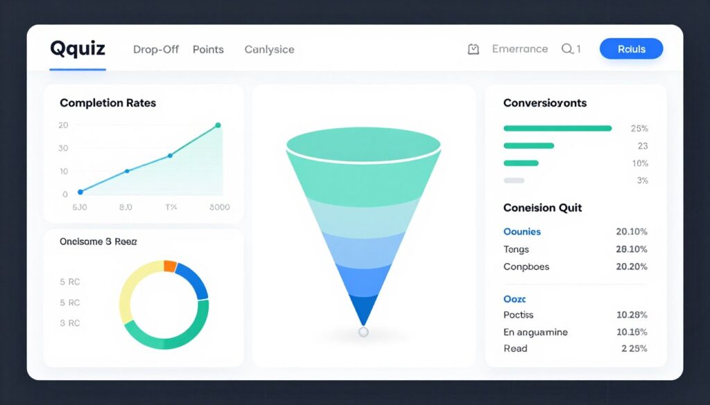 quiz marketing platform analytics dashboard displaying completion rates and conversion metrics